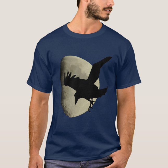 Camiseta Media Luna Con Silhouette De Crow Volador (Anverso)