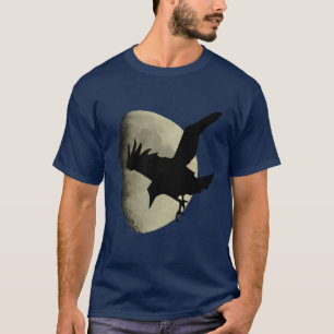 Camiseta Media Luna Con Silueta De Cuervo Volando