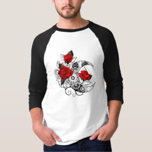 Camiseta Media luna mecánica con rosas rojas