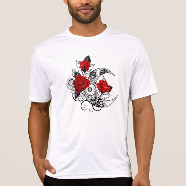Camiseta Media luna mecánica con rosas rojas (Anverso)