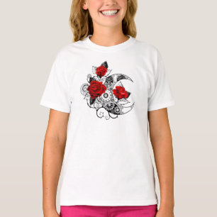 Camiseta Media luna mecánica con rosas rojas
