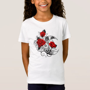Camiseta Media luna mecánica con rosas rojas