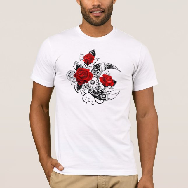 Camiseta Media luna mecánica con rosas rojas (Anverso)