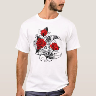 Camiseta Media luna mecánica con rosas rojas