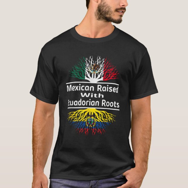 Camiseta Media mexicana mitad ecuatoriana México Bandera ec (Anverso)