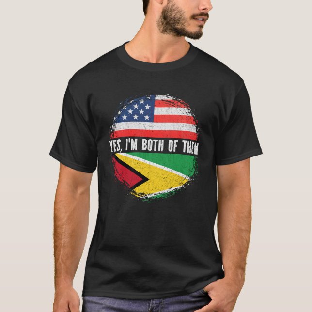 Camiseta Media norteamericana mitad guyanesa bandera de Est (Anverso)