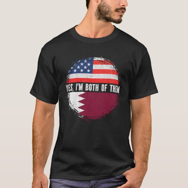 Camiseta Media norteamericana mitad qatarí bandera de Estad (Anverso)