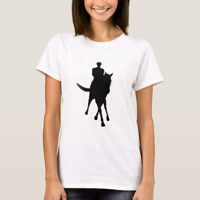 Camiseta Media pasada de Silueta de Caballo de Dressage (Anverso)