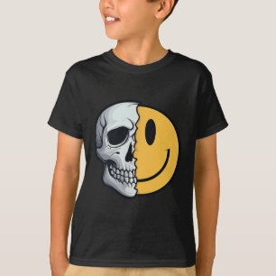 Camiseta Media Skeleton Smile Face Rave Skeleton 70s 80s 90