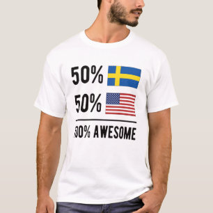 Camiseta Media sueca media bandera norteamericana Suecia Es