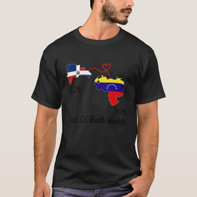 Camiseta Media venezuela Media bandera dominicana Mapa de a (Anverso)