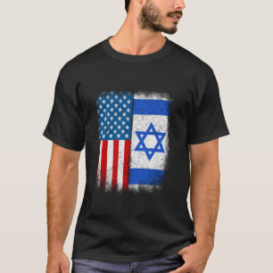 Camiseta Media Vintage Bandera Israelí Estadounidense Israe