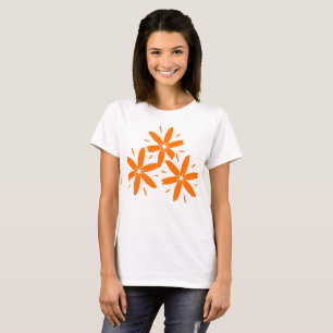 Camiseta Mediados del siglo moderno naranja geométrico flor