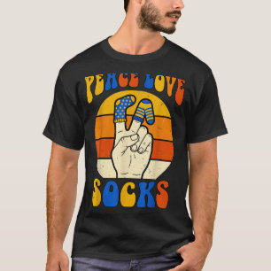 Camiseta Medias retro paz amor trisomía 21 conciencia t21
