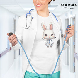Camiseta Médica de conejo cutáneo Hoppy Easter y nombre per
