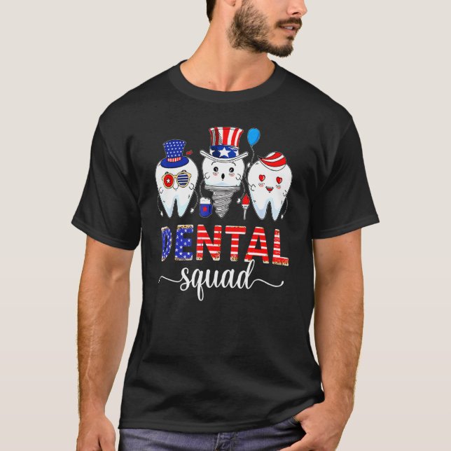Camiseta Médica De Dental Squad Tooth 4 De Julio American F (Anverso)