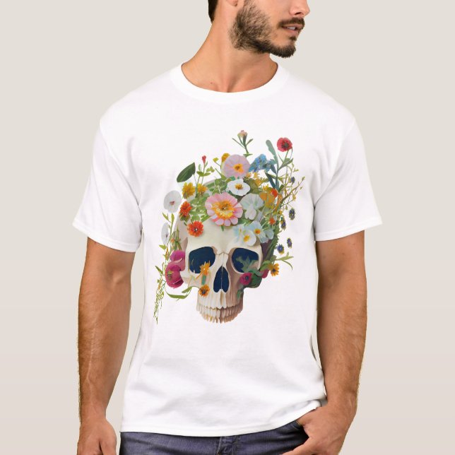 Camiseta Médica de flores de cráneo de anatomía médica de é (Anverso)
