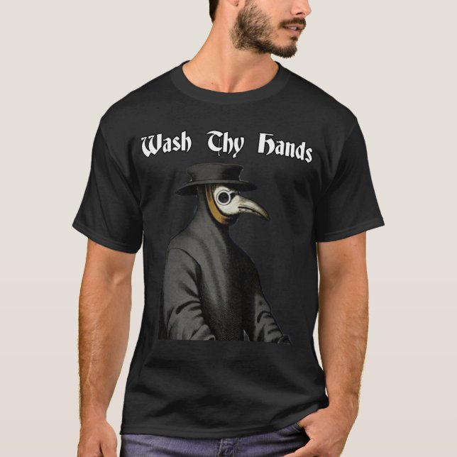 Camiseta Médica de la peste Máscara de Ave Lávese Las Manos (Anverso)