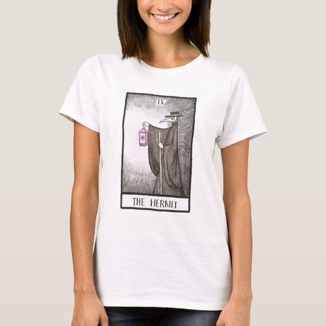 Camiseta Médica de la peste Tarot Hermit Art Lockdown memen (Anverso)