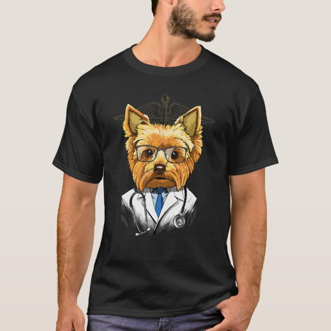 Camiseta Médica de Vet de Dogtor Yorkshire Mascota médico (Anverso)