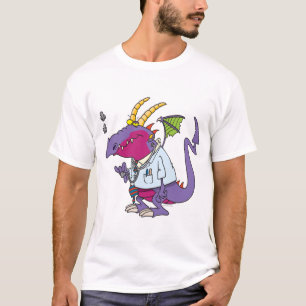 Camiseta médica dragón divertido personaje de caricatura