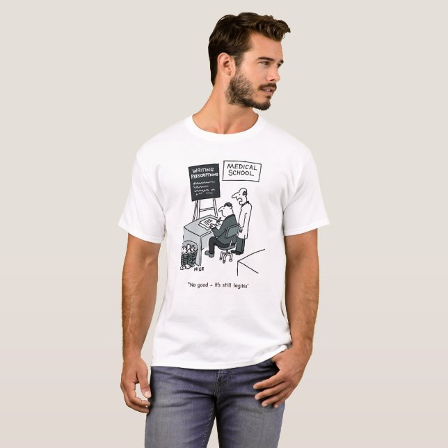 Camiseta Médica en Facultad de Medicina escribiendo una rec (Anverso completo)