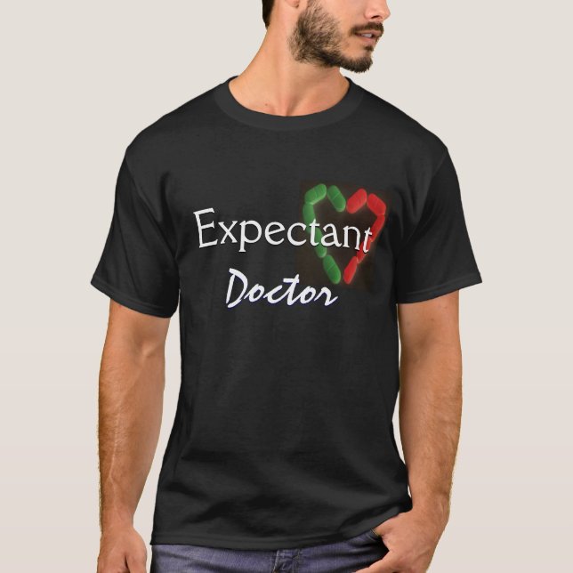 Camiseta Médica esperado en negro (Anverso)
