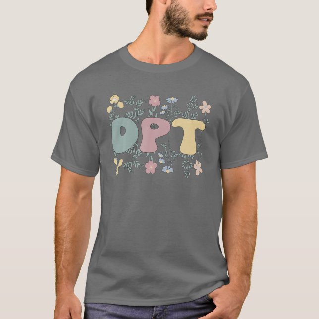 Camiseta Médica Groovy De Flores De Terapia Física DPT (Anverso)