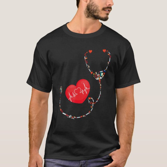 Camiseta Médica O Enfermera Con Estetoscopio Médico Para Mu (Anverso)