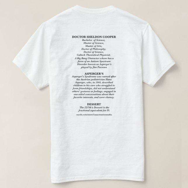 Camiseta Médica Sheldon Cooper lucha contra los hamburguese (Reverso del diseño)