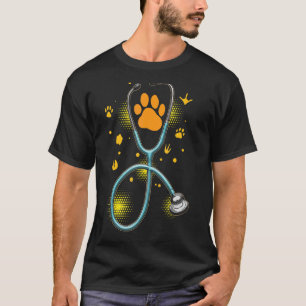 Camiseta Médica veterinario de estetioscope Paw Print Anima