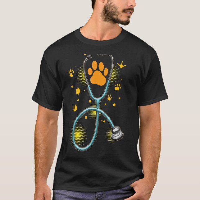 Camiseta Médica veterinario de estetioscope Paw Print Anima (Anverso)