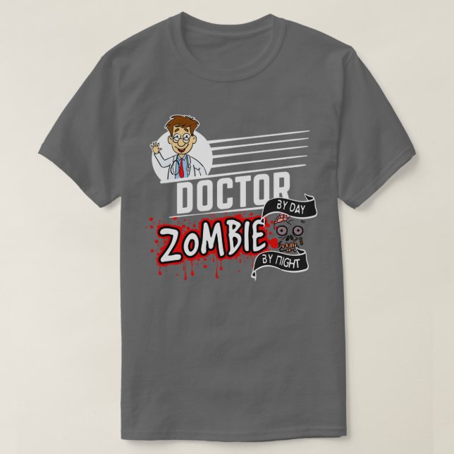 Camiseta Médica Zombie por noche 1 (Diseño del anverso)