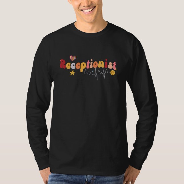 Camiseta Medical Receptionist Retro Groovy Heartbeat Apprec (Anverso)
