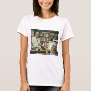 Camiseta Medicina antigua, farmacéutico y niña en farmacia