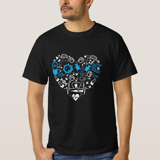 Camiseta Medicina - Corazón De Equipo Médico (Anverso)