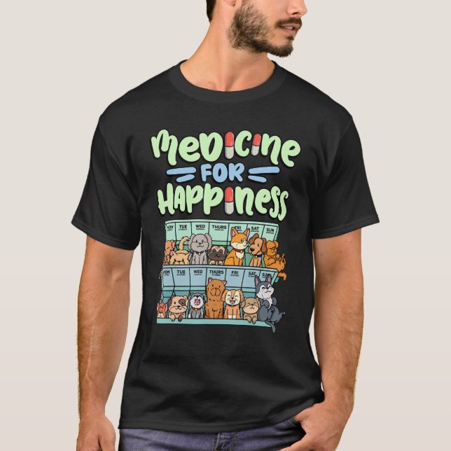 Camiseta medicina para la caja de la píldora de felicidad a (Anverso)