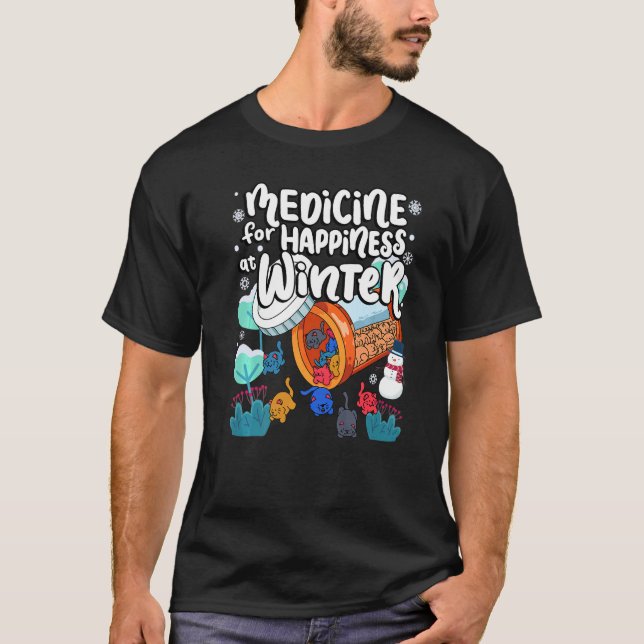 Camiseta Medicina Para La Felicidad En Invierno Gatos Gummi (Anverso)
