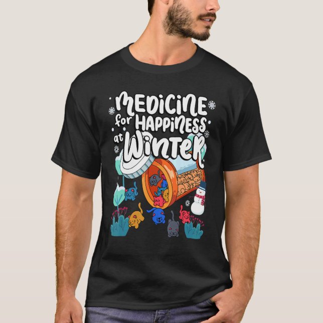 Camiseta Medicina Para La Felicidad En Invierno Gatos Gummi (Anverso)