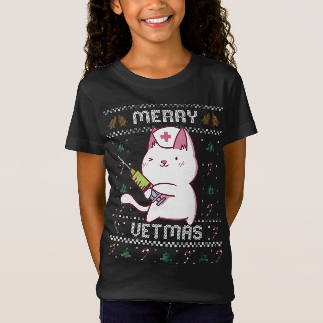 Camiseta Medicina Veterinaria Cute Cat Vet Ugly Navidades S (Anverso)
