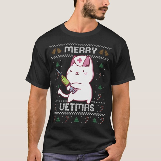 Camiseta Medicina Veterinaria Cute Cat Vet Ugly Navidades S (Anverso)