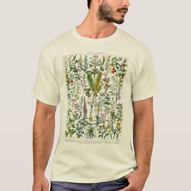 Camiseta Medicinal Plants & Flowers by Adolphe Millot (Anverso)