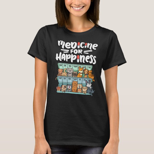 Camiseta medicine for happiness pill box animals dog breeds (Anverso)