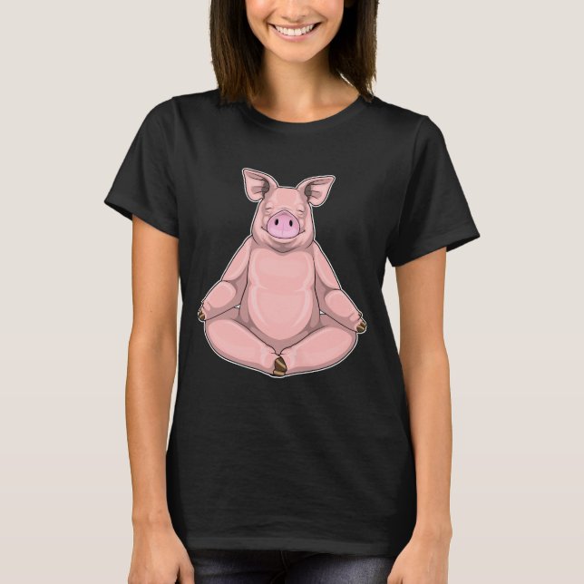Camiseta Medición de la gimnasia de yoga en cerdos (Anverso)
