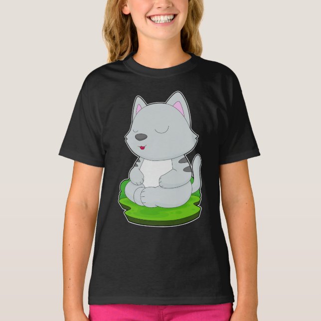 Camiseta Medición de la gimnasia del yoga del gato (Anverso)