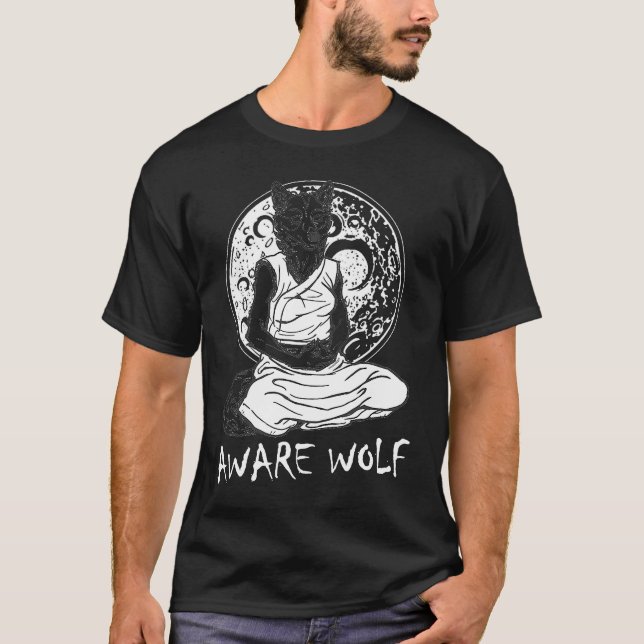Camiseta Medición de Yoga de Werewolf Pun Aware Wolf (Anverso)