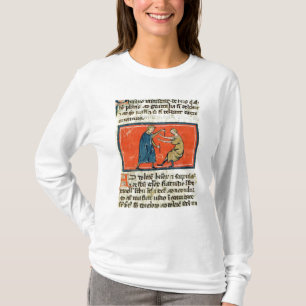 Camiseta Médico cauterising una herida con el fuego