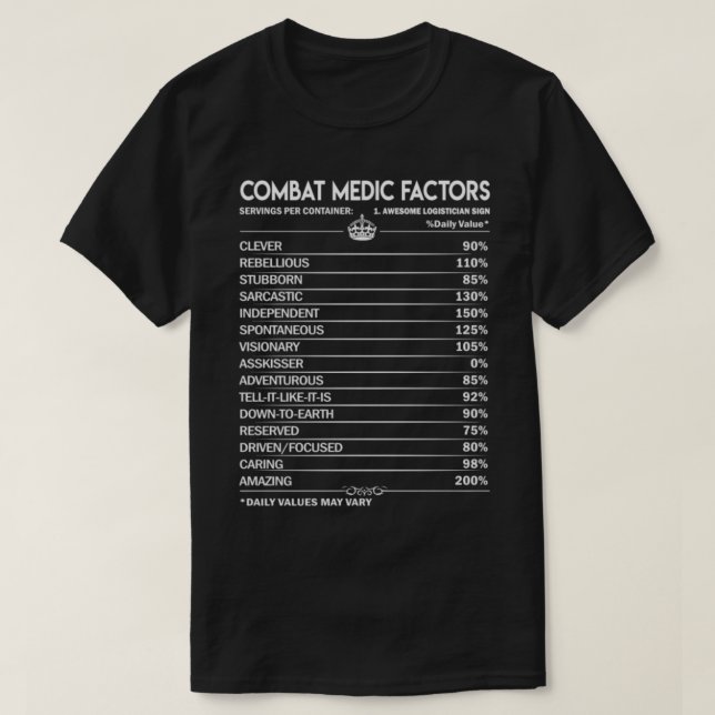 Camiseta Médico de Combate Médico - Factores Médicos de Com (Diseño del anverso)