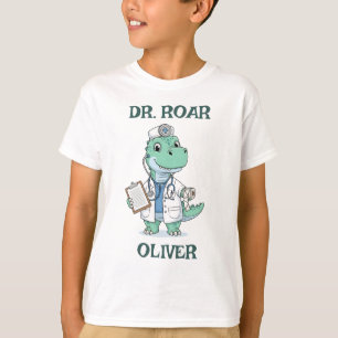 Camiseta Médico Dinosaurio de Dibujos Animados Adorable