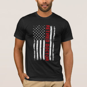 Camiseta Médico Jubilado EE. UU. Bandera Deteriorada